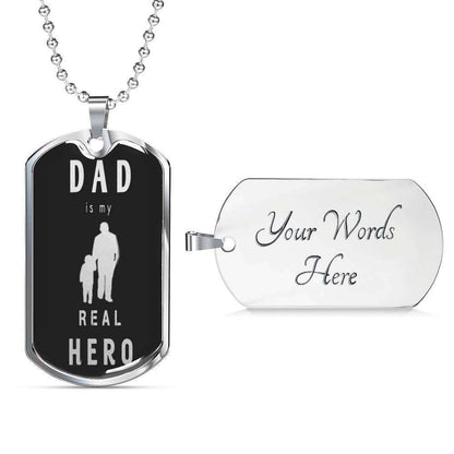 Dad Dog Tag Custom Picture Father’S Day Gift, My Real Hero Dog Tag Military Chain Necklace Gift For Dad Father's Day Rakva