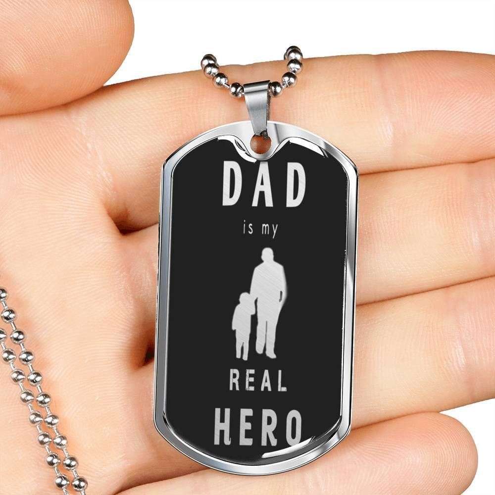 Dad Dog Tag Custom Picture Father’S Day Gift, My Real Hero Dog Tag Military Chain Necklace Gift For Dad Father's Day Rakva