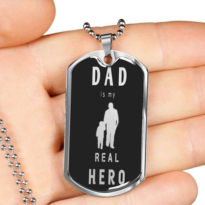 Dad Dog Tag Custom Picture Father’S Day Gift, My Real Hero Dog Tag Military Chain Necklace Gift For Dad Father's Day Rakva