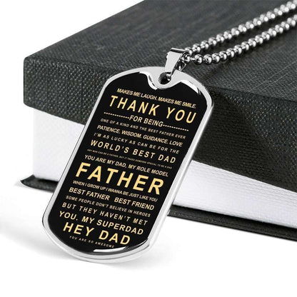 Dad Dog Tag Custom Picture Father’S Day Gift, My Superdad Dog Tag Military Chain Necklace Gift For Daddy Father's Day Rakva