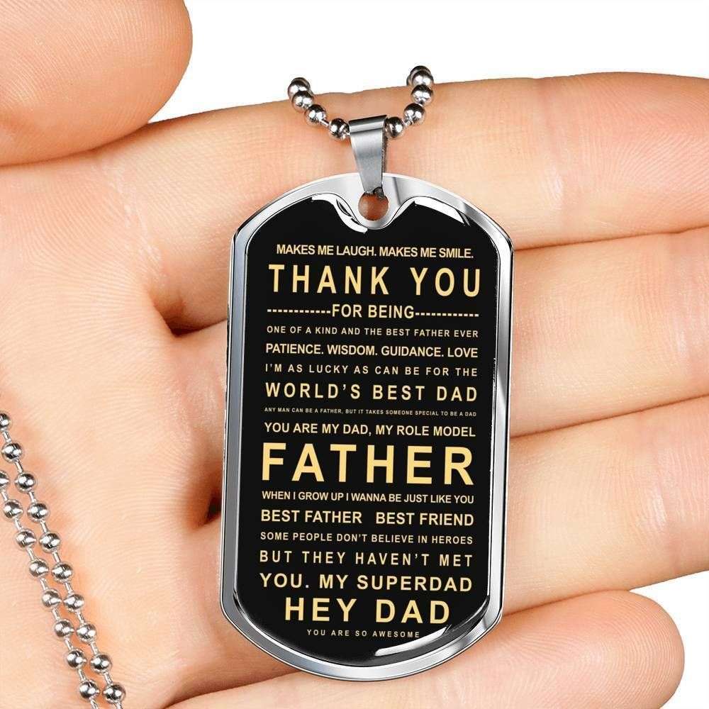 Dad Dog Tag Custom Picture Father’S Day Gift, My Superdad Dog Tag Military Chain Necklace Gift For Daddy Father's Day Rakva
