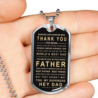 Dad Dog Tag Custom Picture Father’S Day Gift, My Superdad Dog Tag Military Chain Necklace Gift For Daddy Father's Day Rakva