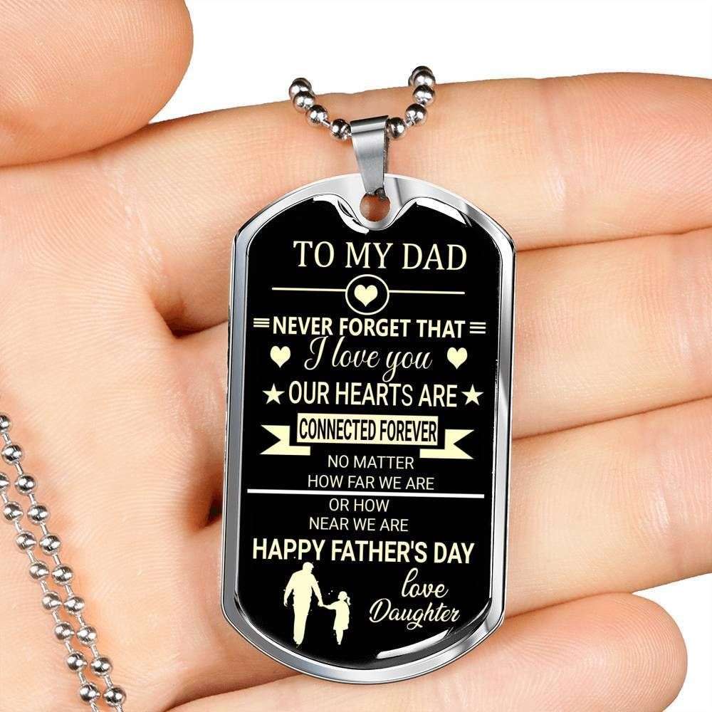 Dad Dog Tag Custom Picture Father’S Day Gift, Never Forge That I Love You Daughter Giving Dad Dog Tag Military Chain Necklace Father's Day Rakva
