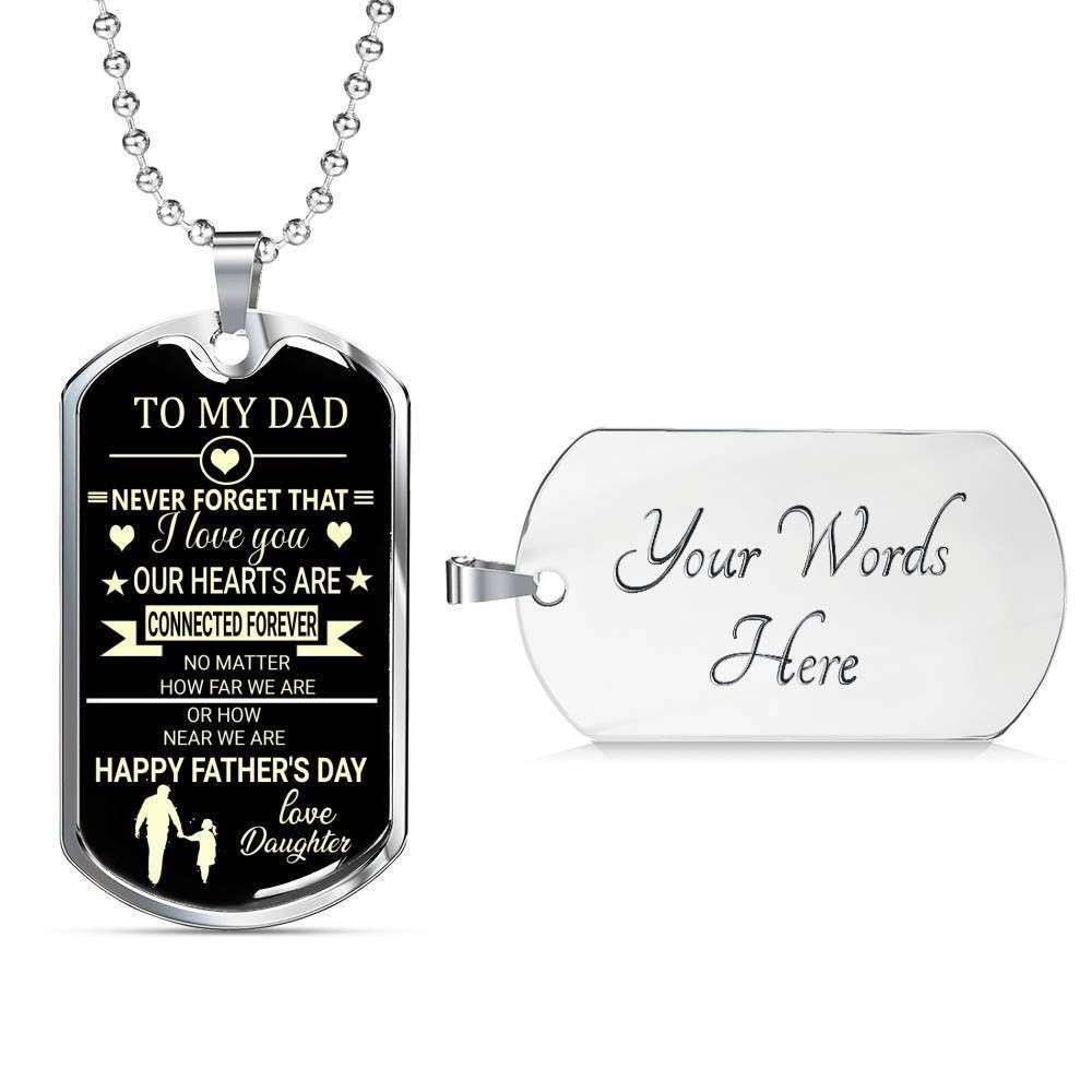 Dad Dog Tag Custom Picture Father’S Day Gift, Never Forge That I Love You Daughter Giving Dad Dog Tag Military Chain Necklace Father's Day Rakva