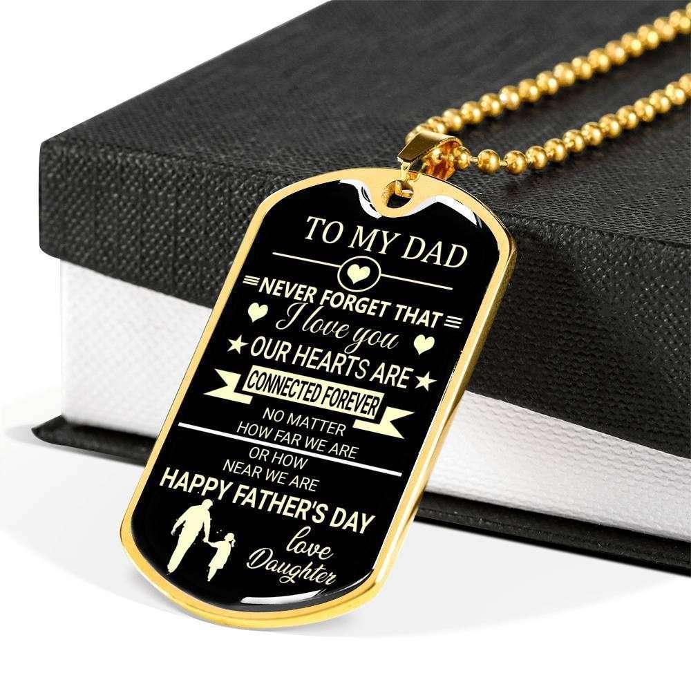 Dad Dog Tag Custom Picture Father’S Day Gift, Never Forge That I Love You Daughter Giving Dad Dog Tag Military Chain Necklace Father's Day Rakva