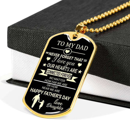 Dad Dog Tag Custom Picture Father’S Day Gift, Never Forge That I Love You Daughter Giving Dad Dog Tag Military Chain Necklace Father's Day Rakva
