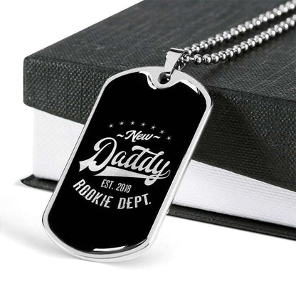 Dad Dog Tag Custom Picture Father’S Day Gift, New Daddy Rookie Dept Gift For Dad Dog Tag Military Chain Necklace Father's Day Rakva