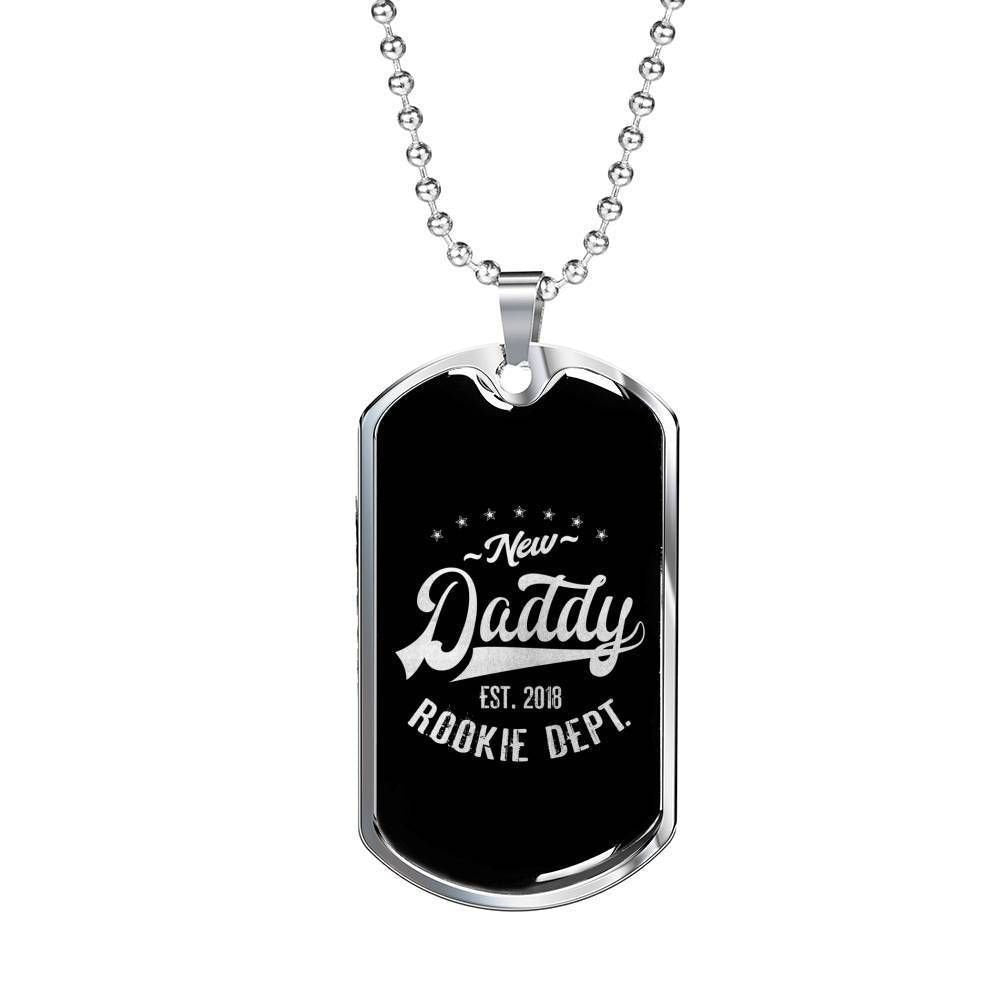 Dad Dog Tag Custom Picture Father’S Day Gift, New Daddy Rookie Dept Gift For Dad Dog Tag Military Chain Necklace Father's Day Rakva