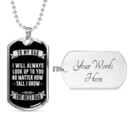 Dad Dog Tag Custom Picture Father’S Day Gift, No Matter How Tall I Grow Dog Tag Military Chain Necklace Gift For Dad Father's Day Rakva