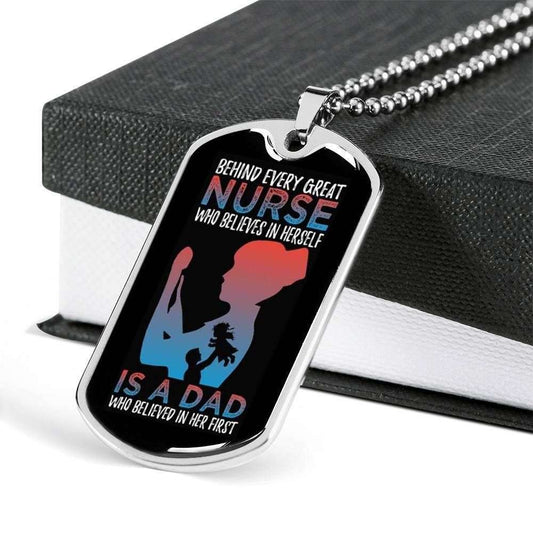Dad Dog Tag Custom Picture Father’S Day Gift, Nurse Dad Dog Tag Military Chain Pendant With Military Ball Chain Gift For Dad Dog Tag Father's Day Rakva
