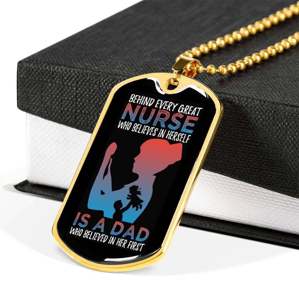 Dad Dog Tag Custom Picture Father’S Day Gift, Nurse Dad Dog Tag Military Chain Pendant With Military Ball Chain Gift For Dad Dog Tag Father's Day Rakva