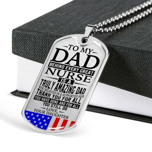 Dad Dog Tag Custom Picture Father’S Day Gift, Nurse’S Dad “ Thank You For All You Do “ Love Daughter Dog Tag Military Chain Engraved Father's Day Rakva