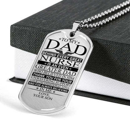 Dad Dog Tag Custom Picture Father’S Day Gift, Nurse’S Dad Unconditional Love Dog Tag Military Chain Necklace Custom Picture Engraved Father's Day Rakva