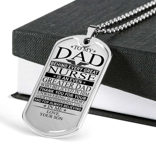 Dad Dog Tag Custom Picture Father’S Day Gift, Nurse’S Dad Unconditional Love Dog Tag Military Chain Necklace Custom Picture Engraved Father's Day Rakva