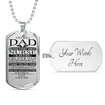 Dad Dog Tag Custom Picture Father’S Day Gift, Nurse’S Dad Unconditional Love Dog Tag Military Chain Necklace Custom Picture Engraved Father's Day Rakva