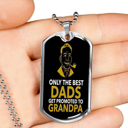 Dad Dog Tag Custom Picture Father’S Day Gift, Only The Best Dads Get Promoted To Grandpa Dog Tag Military Chain Gift For Dad Father's Day Rakva