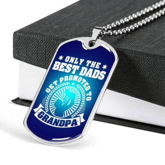Dad Dog Tag Custom Picture Father’S Day Gift, Only The Best Dads Get Promoted To Grandpa Dog Tag Military Chain Necklace Gift For Men Father's Day Rakva