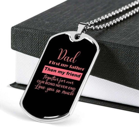 Dad Dog Tag Custom Picture Father’S Day Gift, Our Bond Never Ends Dog Tag Military Chain Necklace Gift For Papa Father's Day Rakva