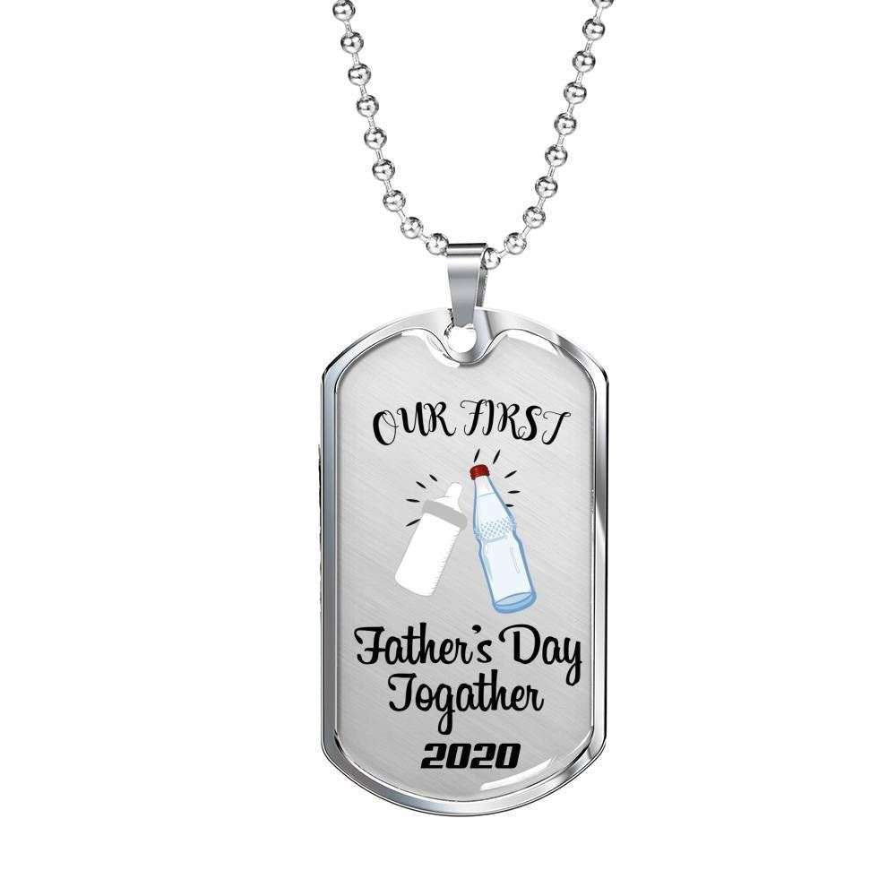 Dad Dog Tag Custom Picture Father’S Day Gift, Our First Father’S Day Dog Tag Military Chain Necklace Gift For Daddy Dog Tag Father's Day Rakva