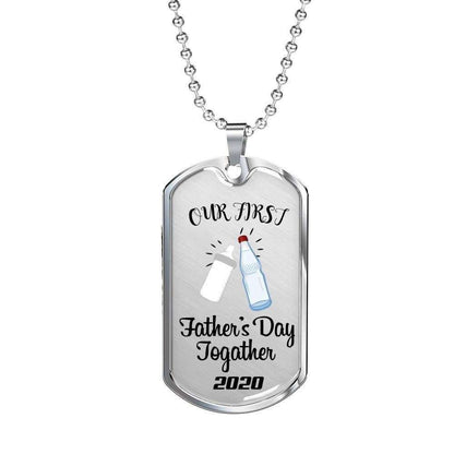 Dad Dog Tag Custom Picture Father’S Day Gift, Our First Father’S Day Dog Tag Military Chain Necklace Gift For Daddy Dog Tag Father's Day Rakva