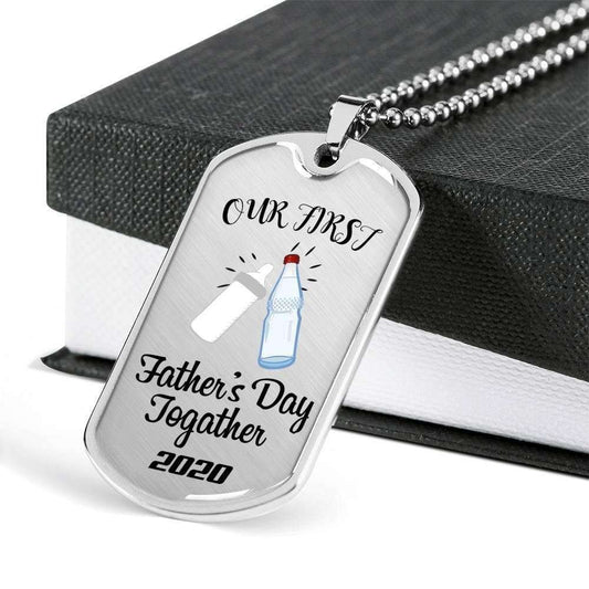Dad Dog Tag Custom Picture Father’S Day Gift, Our First Father’S Day Dog Tag Military Chain Necklace Gift For Daddy Father's Day Rakva