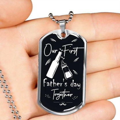Dad Dog Tag, Custom Picture Father’S Day Gift Our First Father’S Day Together Dog Tag Military Chain Necklace For Dad Dog Tag Father's Day Rakva