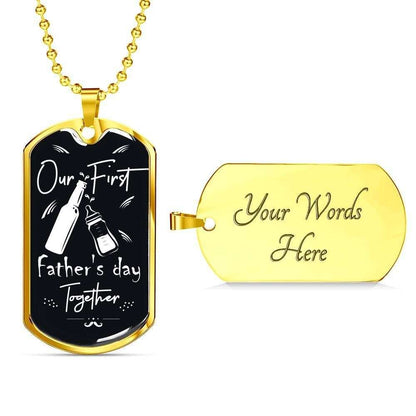 Dad Dog Tag, Custom Picture Father’S Day Gift Our First Father’S Day Together Dog Tag Military Chain Necklace For Dad Dog Tag Father's Day Rakva