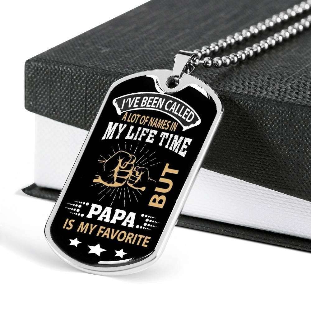 Dad Dog Tag Custom Picture Father’S Day Gift, Papa Is My Favorite Dog Tag Military Chain Necklace Father’S Day Gift For Dad Father's Day Rakva