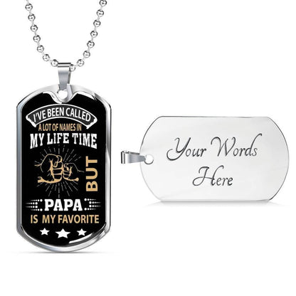 Dad Dog Tag Custom Picture Father’S Day Gift, Papa Is My Favorite Dog Tag Military Chain Necklace Father’S Day Gift For Dad Father's Day Rakva
