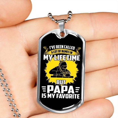 Dad Dog Tag Custom Picture Father’S Day Gift, Papa Is My Favorite Dog Tag Military Chain Necklace For Dad Father's Day Rakva
