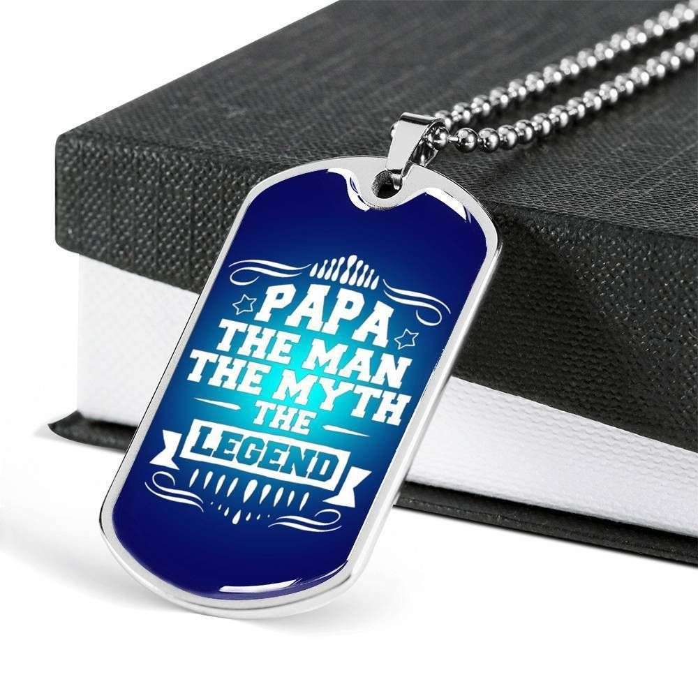 Dad Dog Tag Custom Picture Father’S Day Gift, Papa The Man Myth Legend Dog Tag Military Chain Necklace Gift For Dad Father's Day Rakva