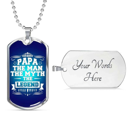 Dad Dog Tag Custom Picture Father’S Day Gift, Papa The Man Myth Legend Dog Tag Military Chain Necklace Gift For Dad Father's Day Rakva