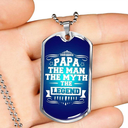 Dad Dog Tag Custom Picture Father’S Day Gift, Papa The Man Myth Legend Dog Tag Military Chain Necklace Gift For Dad Father's Day Rakva