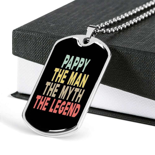 Dad Dog Tag Custom Picture Father’S Day Gift, Pappy The Man The Myth The Legend Dog Tag Military Chain Necklace For Dad Father's Day Rakva