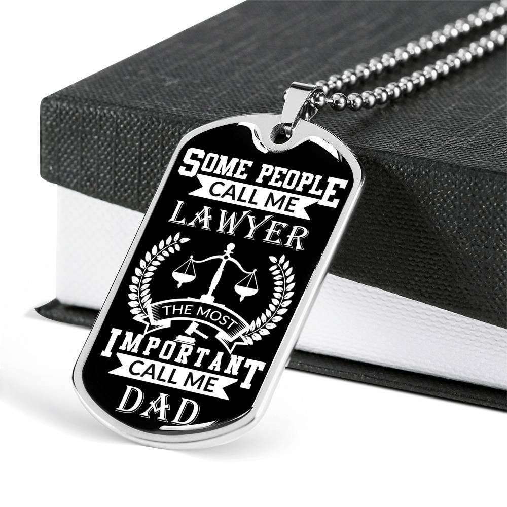 Dad Dog Tag Custom Picture Father’S Day Gift, People Call Me Lawyer Most Important Call Dad Dog Tag Military Chain Necklace For Dad Father's Day Rakva
