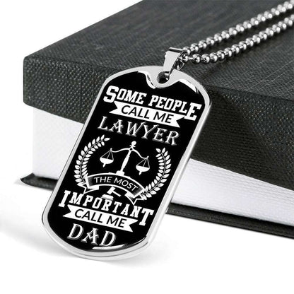 Dad Dog Tag Custom Picture Father’S Day Gift, People Call Me Lawyer Most Important Call Dad Dog Tag Military Chain Necklace For Dad Father's Day Rakva