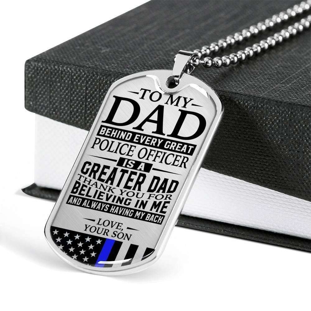 Dad Dog Tag Custom Picture Father’S Day Gift, Police Officer’S Dad Thank You Father's Day Rakva