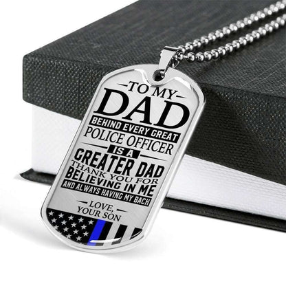 Dad Dog Tag Custom Picture Father’S Day Gift, Police Officer’S Dad Thank You Father's Day Rakva
