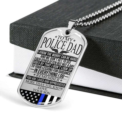 Dad Dog Tag Custom Picture Father’S Day Gift, Police Officer’S Dad The Worry Dog Tag Military Chain Necklace Father's Day Rakva