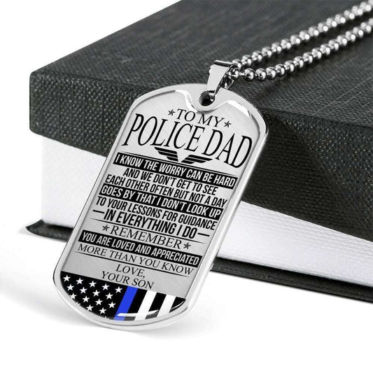 Dad Dog Tag Custom Picture Father’S Day Gift, Police Officer’S Dad The Worry Dog Tag Military Chain Necklace Father's Day Rakva