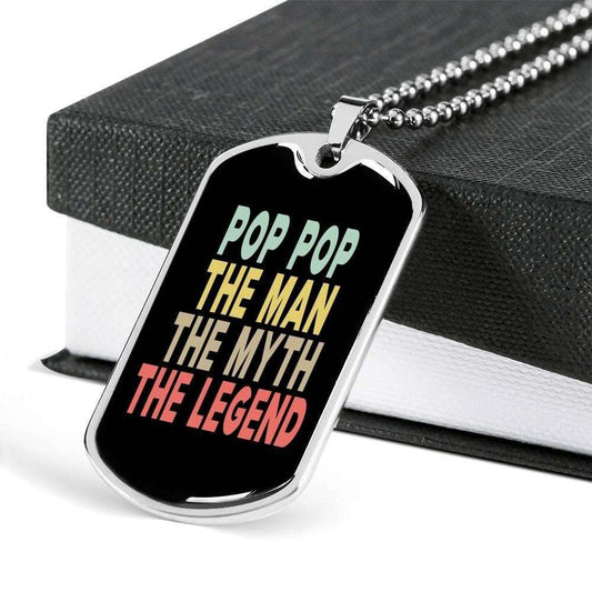 Dad Dog Tag Custom Picture Father’S Day Gift, Pop Pop The Man The Myth The Legend Dog Tag Military Chain Necklace For Dad Father's Day Rakva