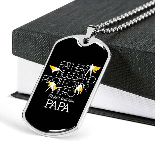 Dad Dog Tag Custom Picture Father’S Day Gift, Protector Hero Dog Tag Military Chain Necklace Gift For Daddy Dog Tag Father's Day Rakva