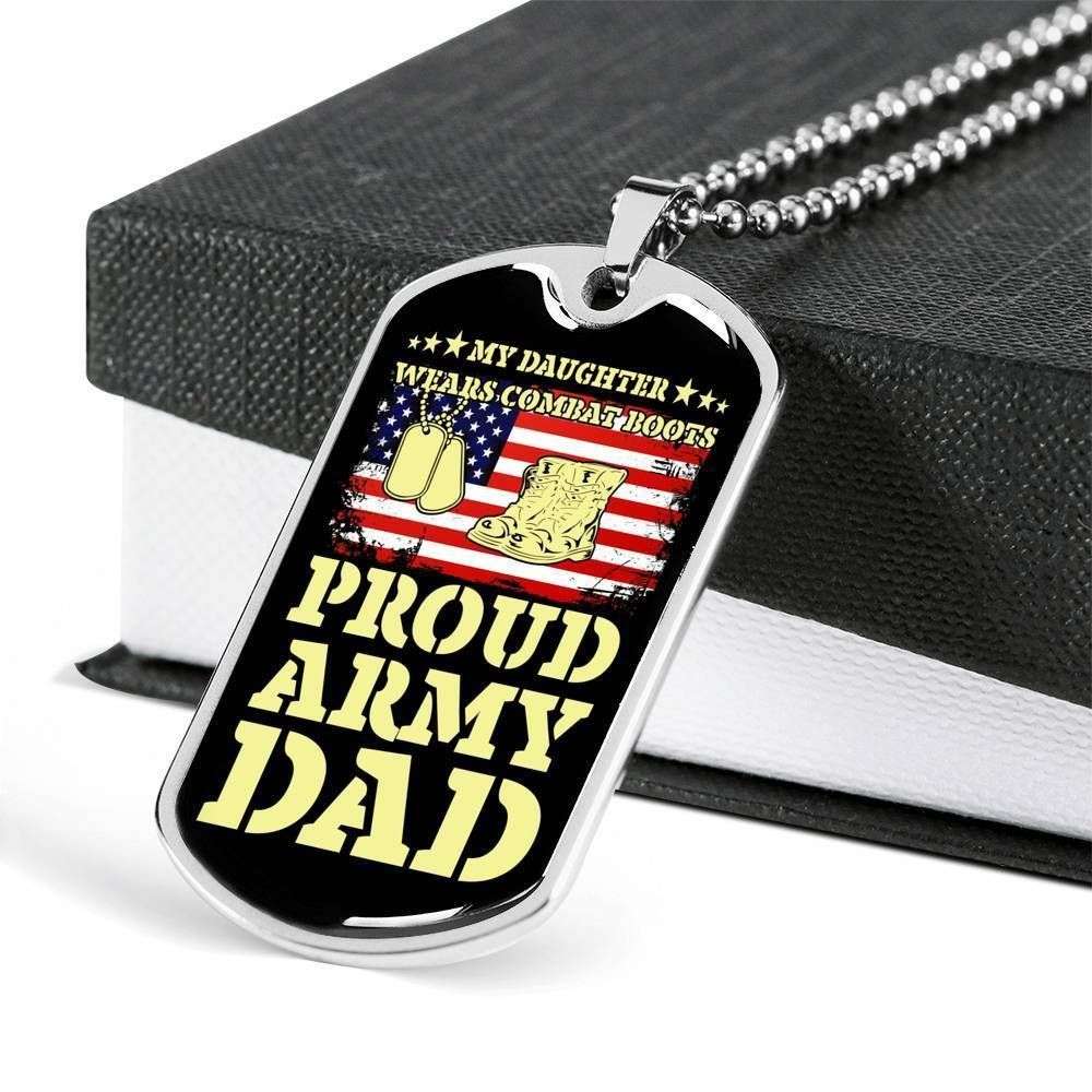 Dad Dog Tag Custom Picture Father’S Day Gift, Proud Army Dad Dog Tag Military Chain Necklace For Dad Dog Tag Father's Day Rakva