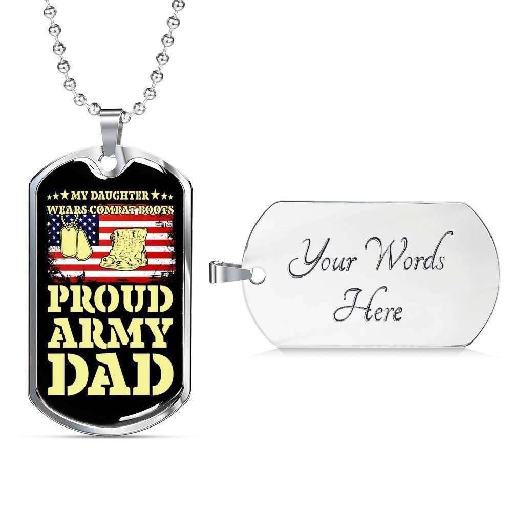 Dad Dog Tag Custom Picture Father’S Day Gift, Proud Army Dad Dog Tag Military Chain Necklace For Dad Dog Tag Father's Day Rakva