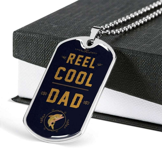 Dad Dog Tag Custom Picture Father’S Day Gift, Reel Cool Dad Dog Tag Military Chain Necklace For Dad Dog Tag Father's Day Rakva