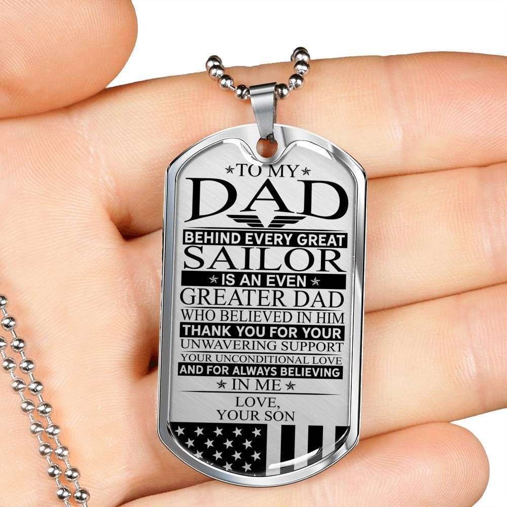 Dad Dog Tag, Custom Picture Father’S Day Gift Sailor’S Dad Unconditional Love Dog Tag Military Chain Necklace Dog Tag Father's Day Rakva