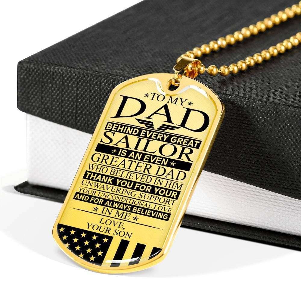 Dad Dog Tag, Custom Picture Father’S Day Gift Sailor’S Dad Unconditional Love Dog Tag Military Chain Necklace Dog Tag Father's Day Rakva