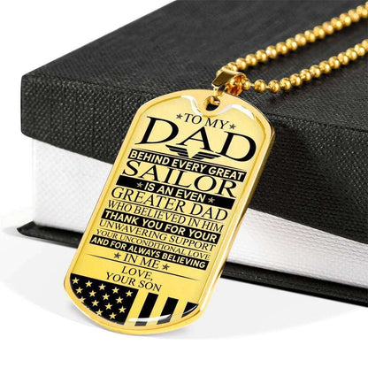 Dad Dog Tag, Custom Picture Father’S Day Gift Sailor’S Dad Unconditional Love Dog Tag Military Chain Necklace Dog Tag Father's Day Rakva