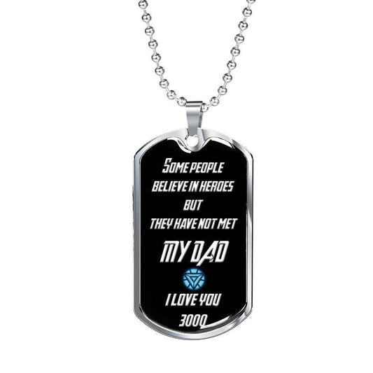 Dad Dog Tag Custom Picture Father’S Day Gift, Some People Believe In Heroes Dog Tag Military Chain Necklace Gift For Daddy Father's Day Rakva
