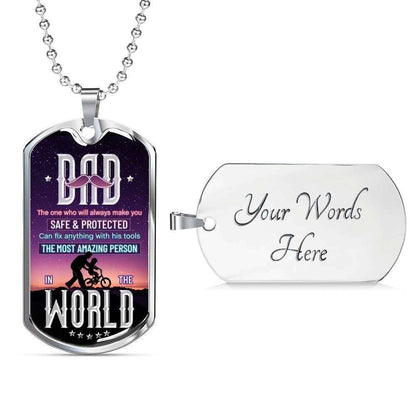 Dad Dog Tag Custom Picture Father’S Day Gift, Son Dog Tag Custom Picture, The Most Amazing Person In The World Dog Tag Military Chain Necklace For Dad Father's Day Rakva